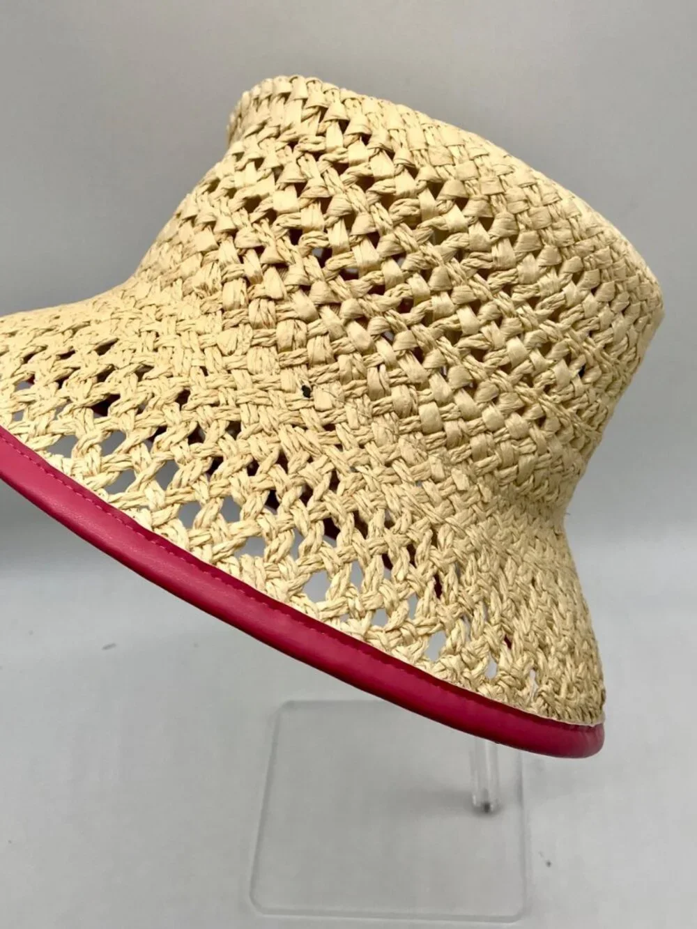 On 34th Medium Beige & Pink Crochet Bucket Hat